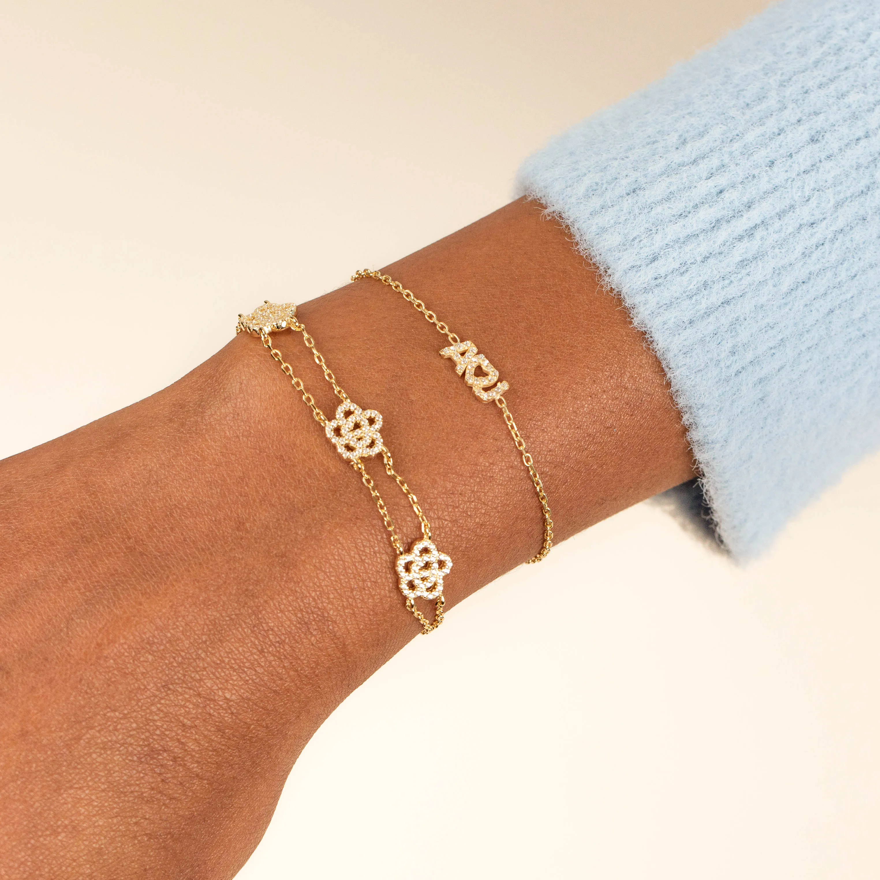 CZ Triple Rose Flower Bracelet sold by Adina Eden's product image thumbnail 2