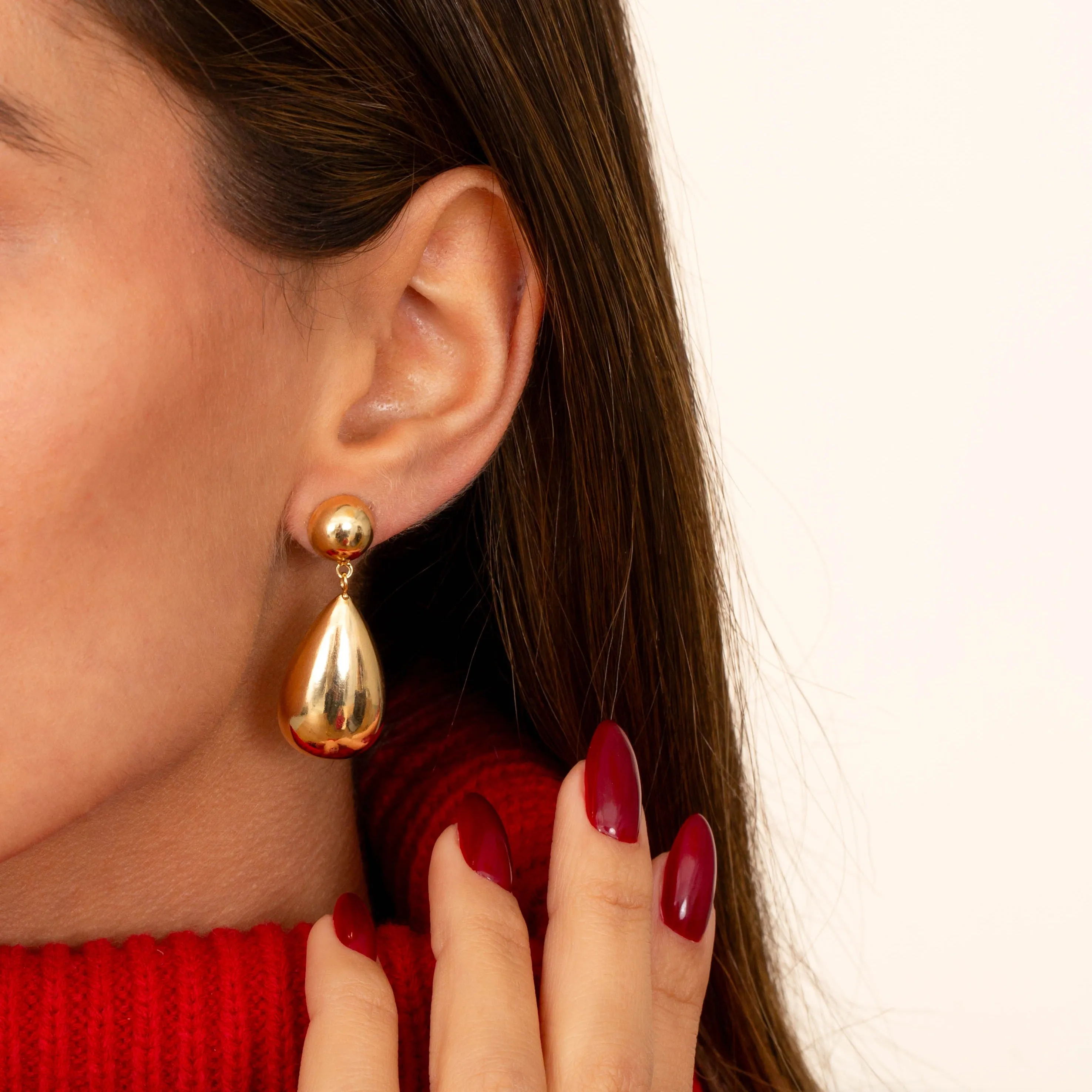Solid Ball X Teardrop Drop Stud Earring sold by Adina Eden's product image thumbnail 2