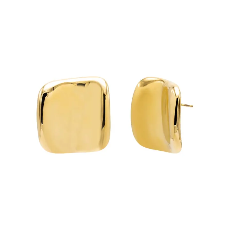 Solid Large Indented Square Stud Earring sold by Adina Eden's
