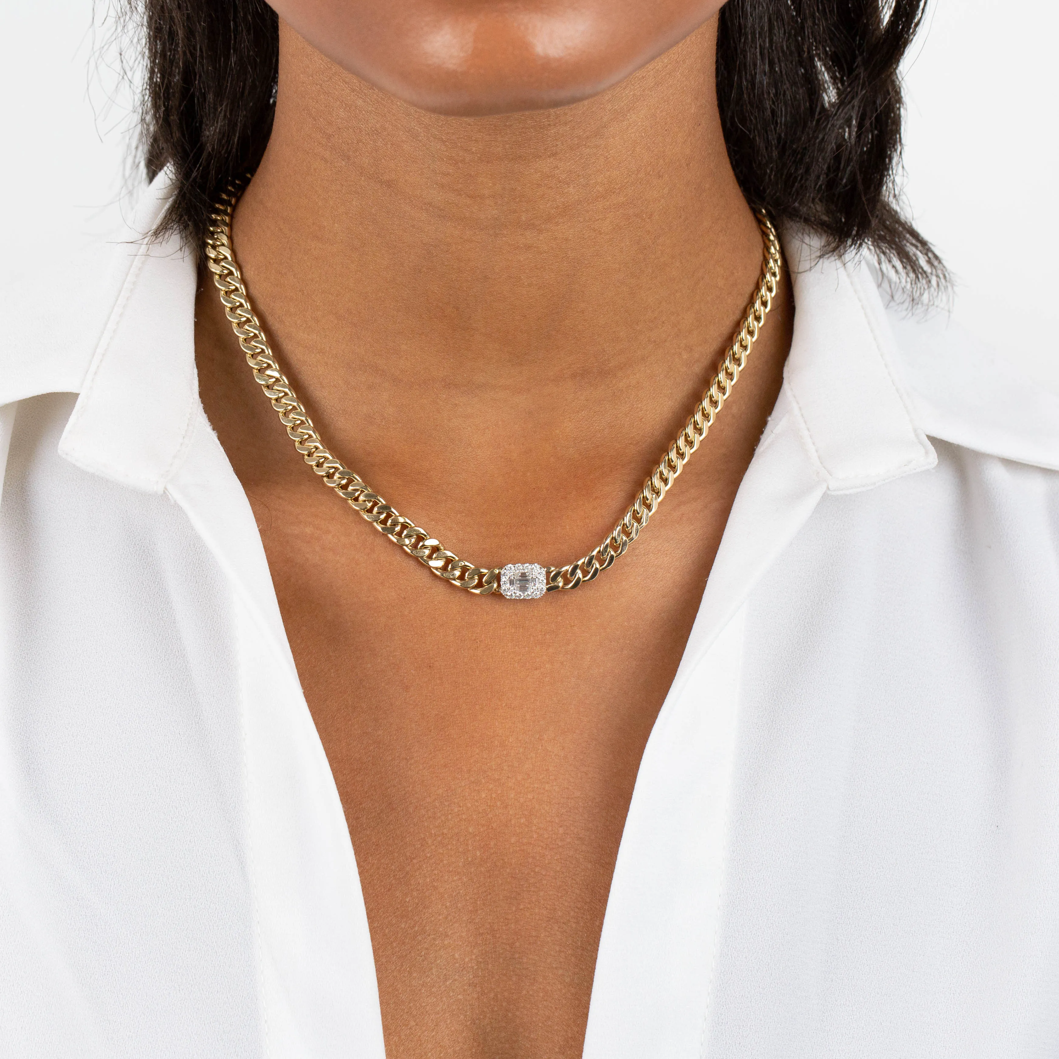 Diamond Illusion X Miami Cuban Link Choker 14K sold by Adina Eden's product image thumbnail 2