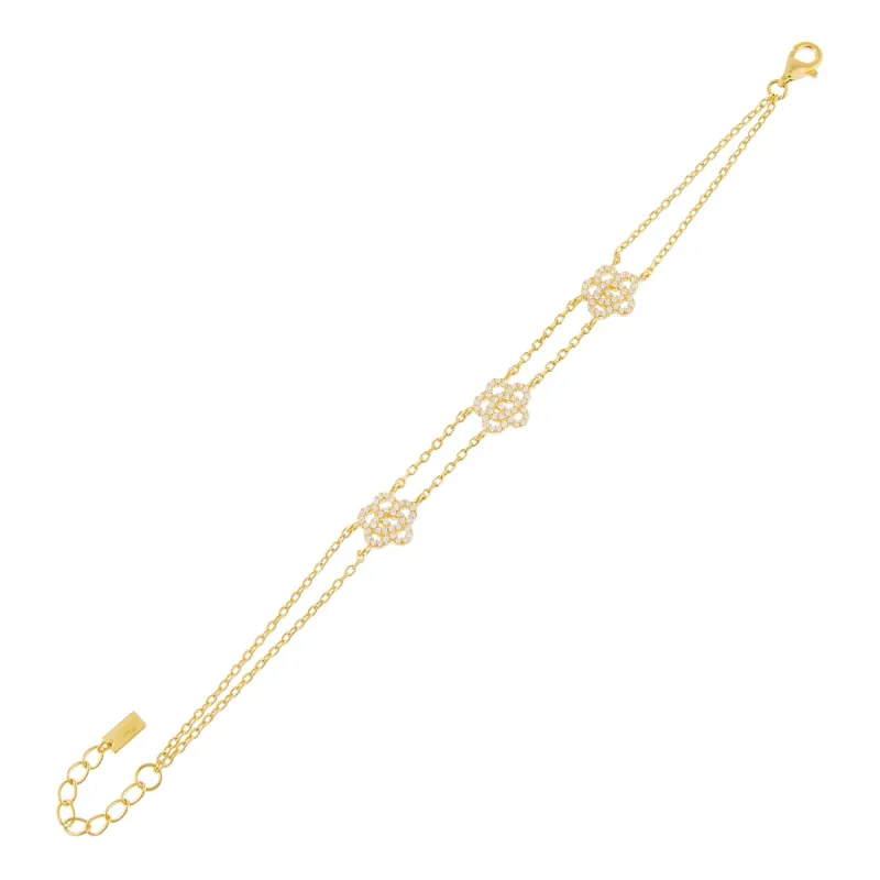 CZ Triple Rose Flower Bracelet sold by Adina Eden's