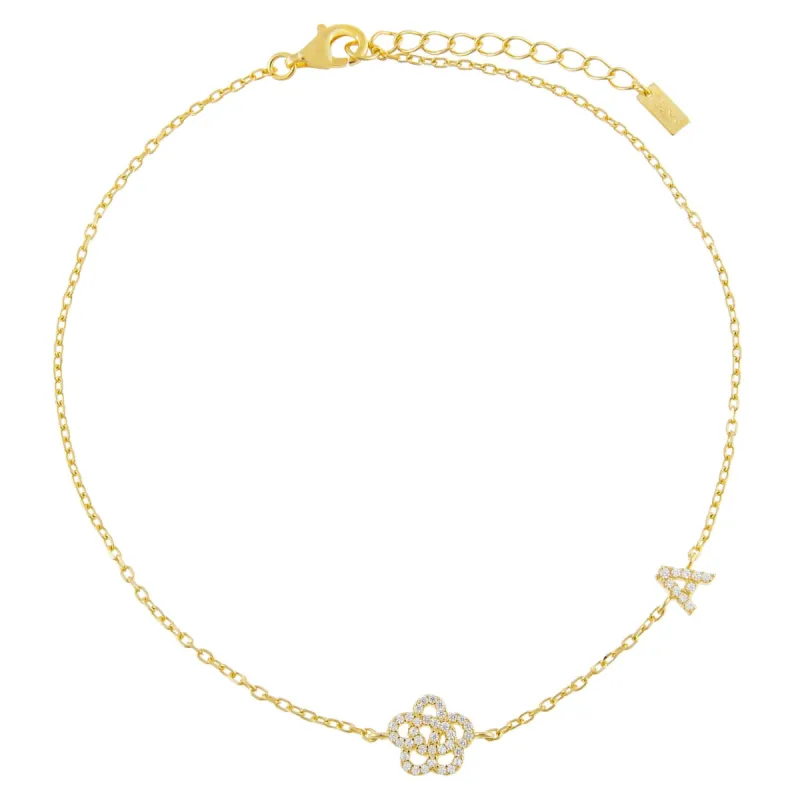 Pavé Rose Initial Anklet made by Adina Eden's