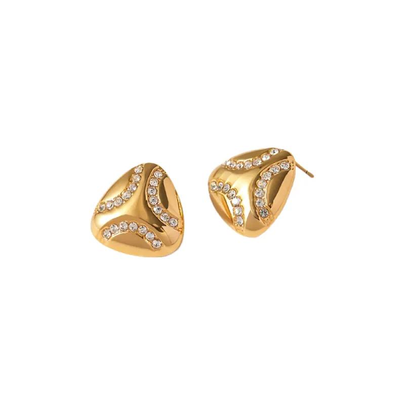 Pave Accented Puffy Triangle Stud Earring sold by Adina Eden's
