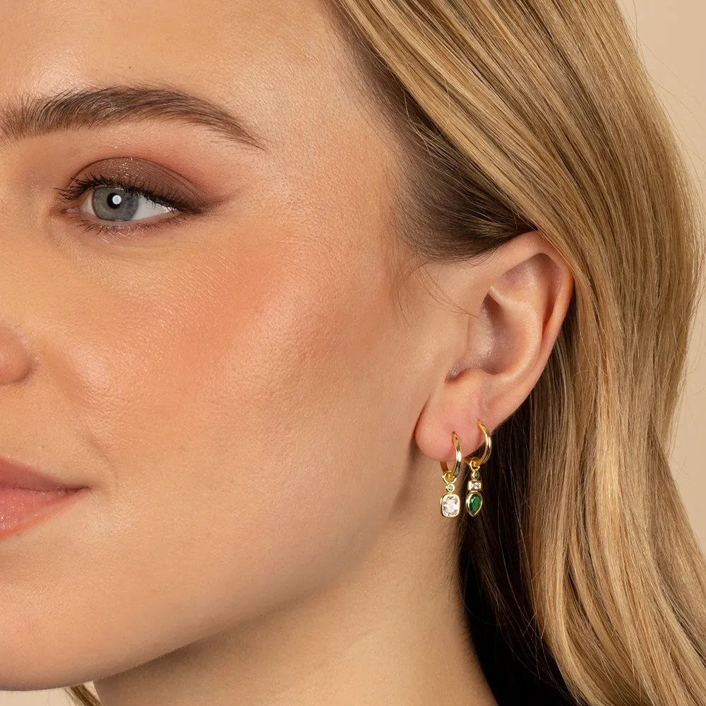 Dangling Multi Stone Bezel Huggie Earring sold by Adina Eden's product image thumbnail 2