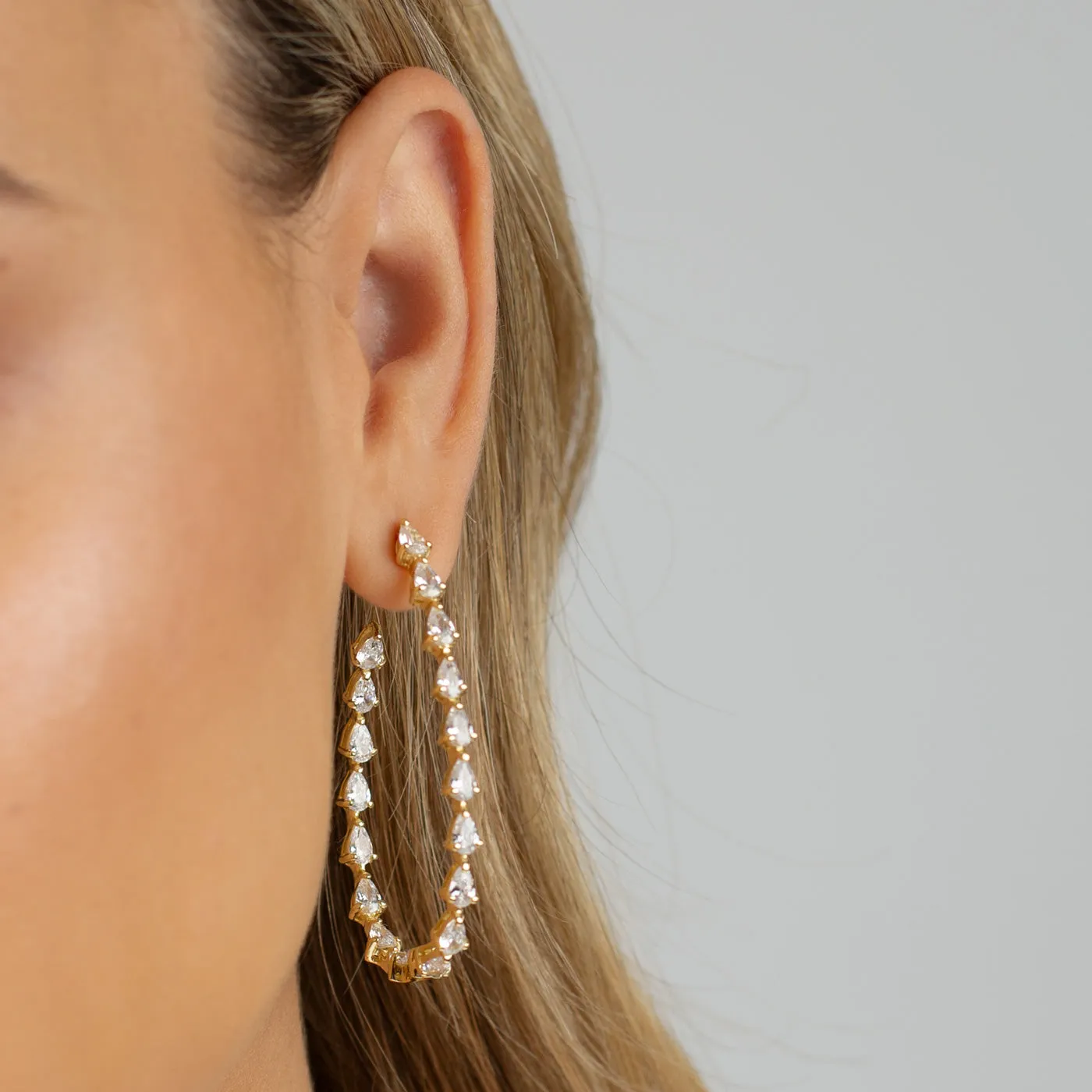 Multi Teardrop Oval Shaped Open Hoop Earring sold by Adina Eden's product image thumbnail 2