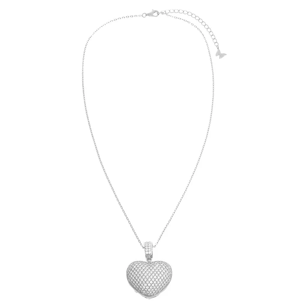 Pavé Puffy Heart Charm Necklace sold by Adina Eden's product image thumbnail 4