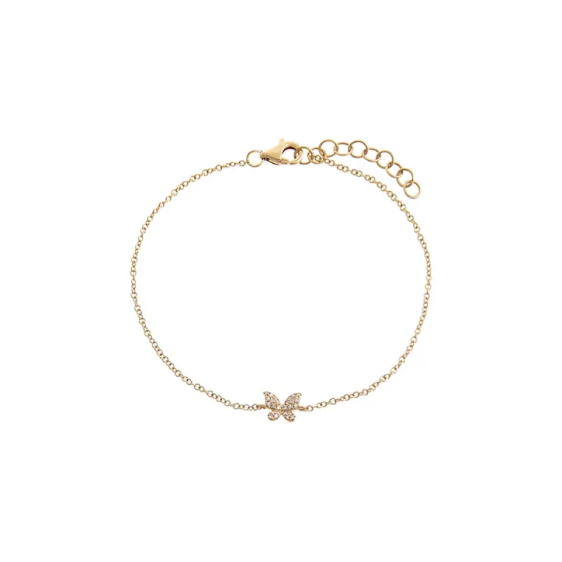 Diamond Tiny Butterfly Bracelet 14K sold by Adina Eden's