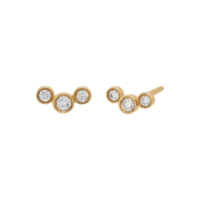 Petite Diamond Bezel Curved Bar Stud Earring 14K sold by Adina Eden's