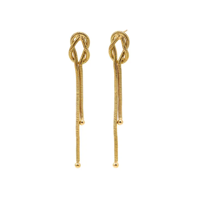 Snake Chain Knotted Drop Stud Earring sold by Adina Eden's