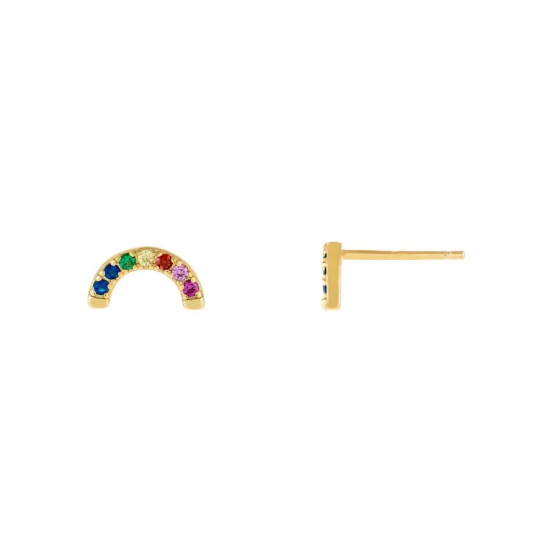CZ Rainbow Half Circle Stud Earring sold by Adina Eden's