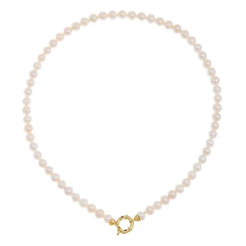 Pearl Toggle Necklace 14K sold by Adina Eden's