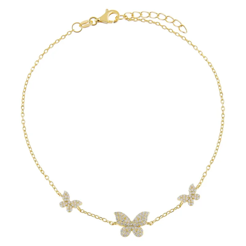 Pavé Triple Butterfly Anklet sold by Adina Eden's