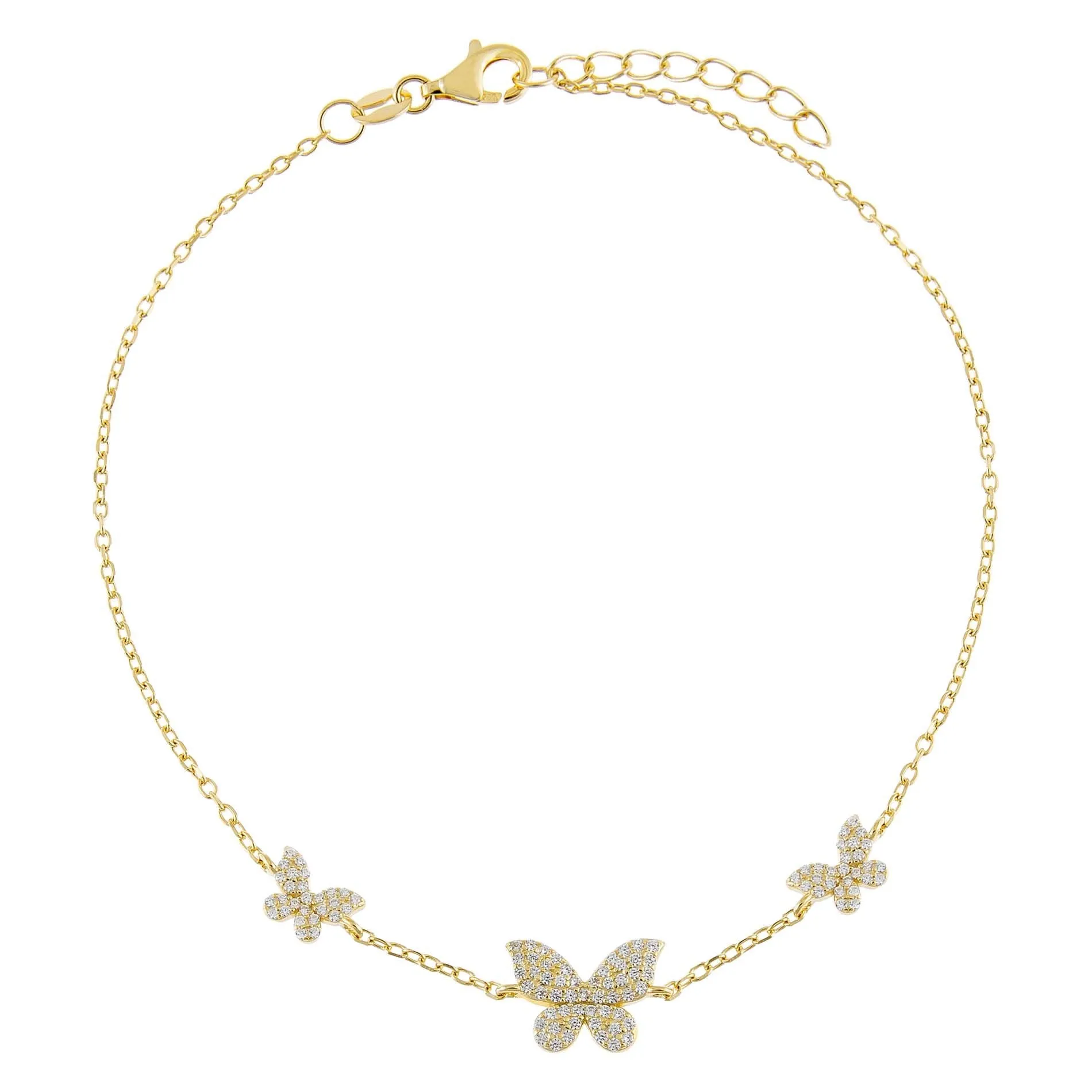 Pavé Triple Butterfly Anklet sold by Adina Eden's