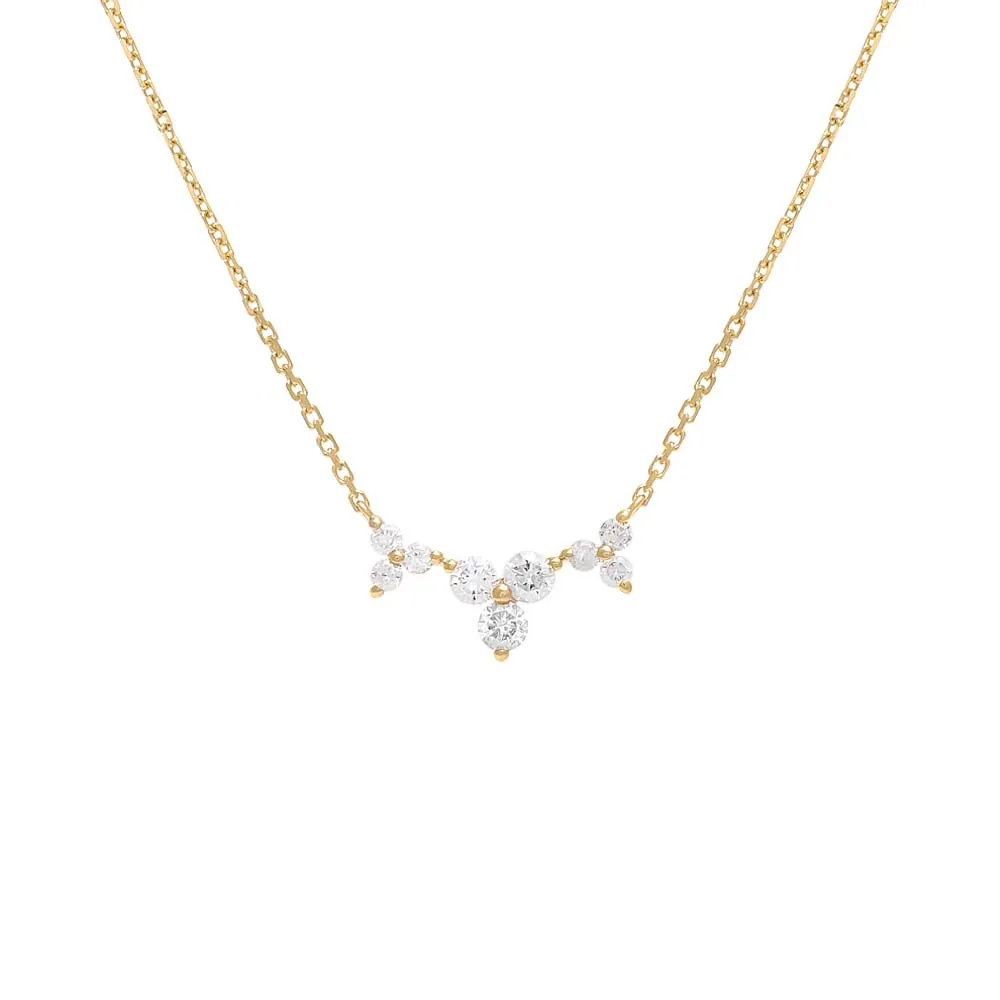 Diamond Curved Triple Cluster Necklace 14K sold by Adina Eden's