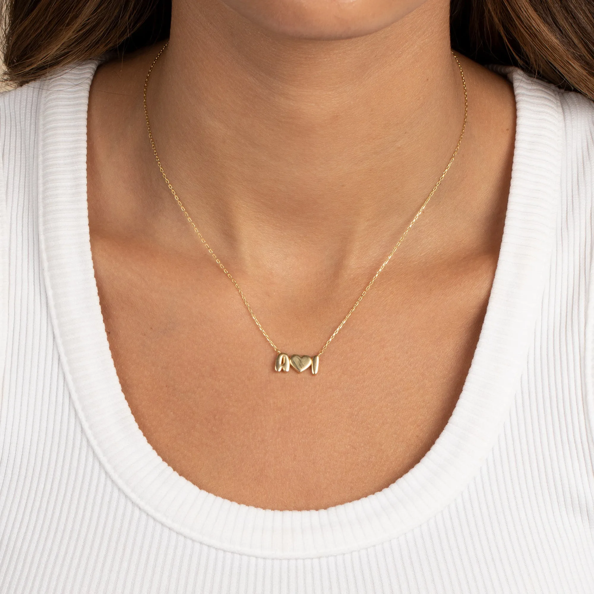 Solid Double Initial X Heart Necklace sold by Adina Eden's product image thumbnail 2