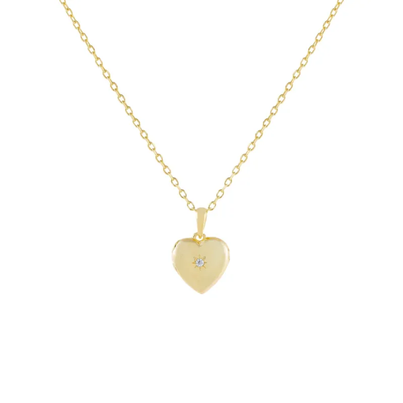 CZ Heart Locket Necklace sold by Adina Eden's