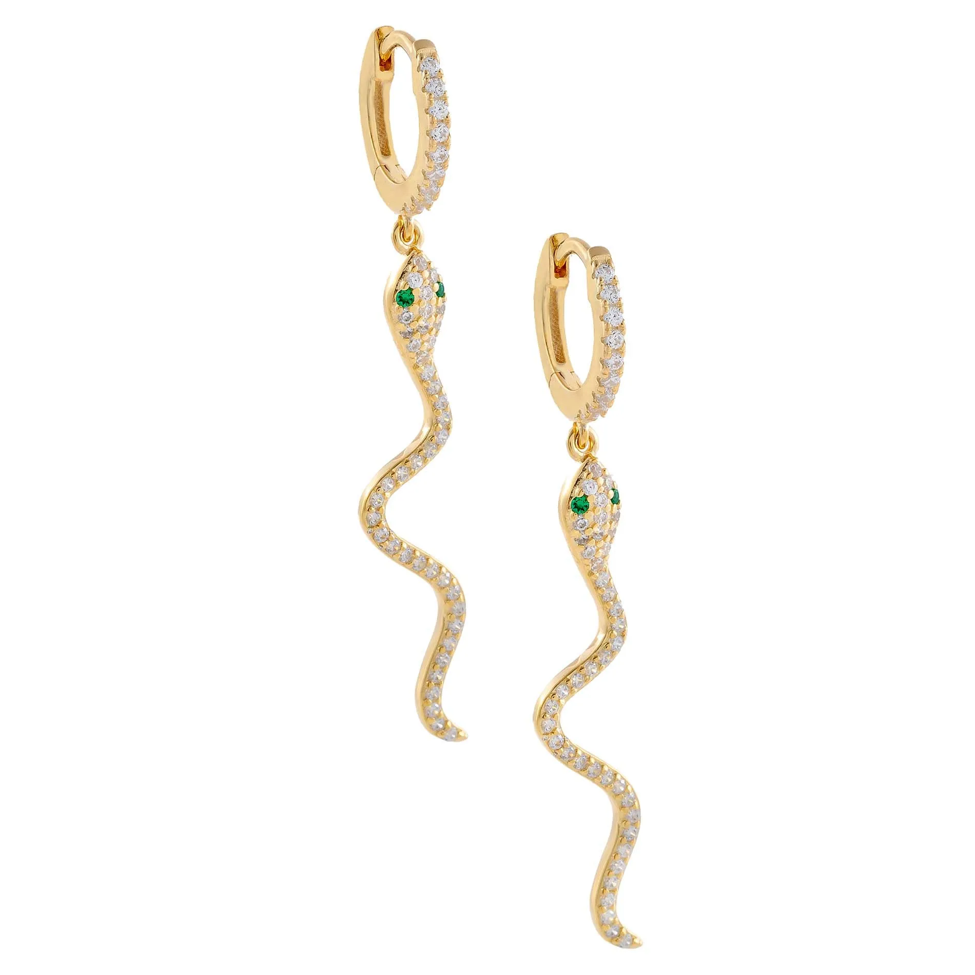 Pavé Snake Drop Huggie Earring sold by Adina Eden's