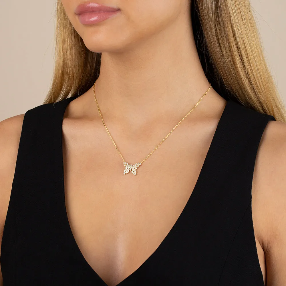 CZ Scattered Marquise Butterfly Necklace sold by Adina Eden's product image thumbnail 5
