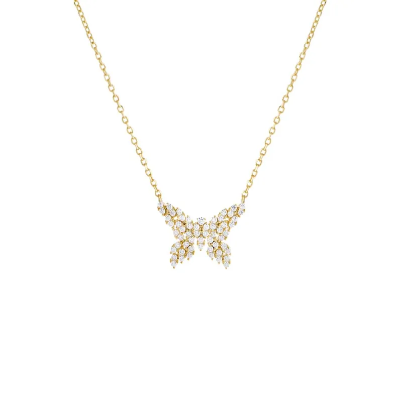 CZ Scattered Marquise Butterfly Necklace sold by Adina Eden's