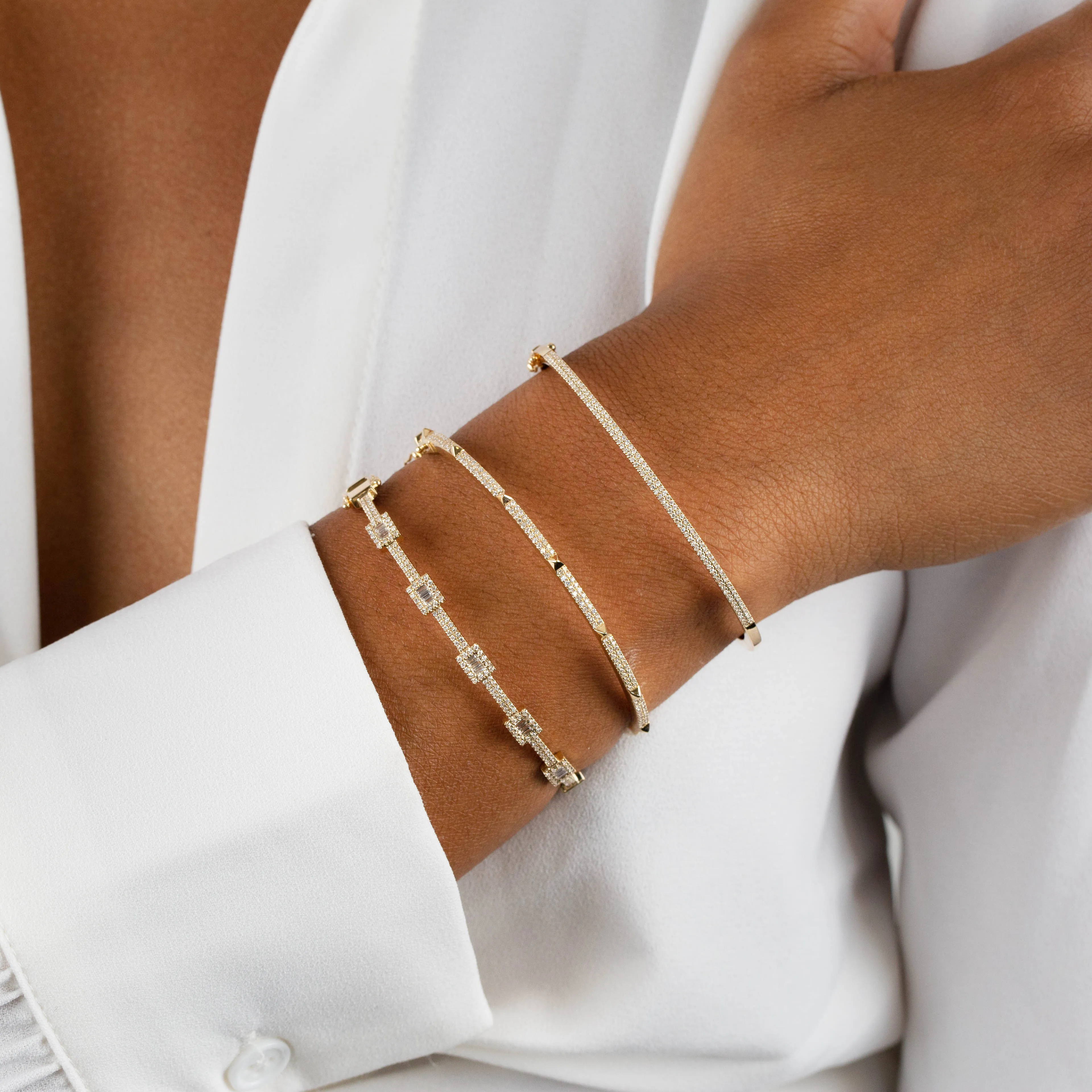 Diamond Spike Pavé Bangle 14K sold by Adina Eden's product image thumbnail 2