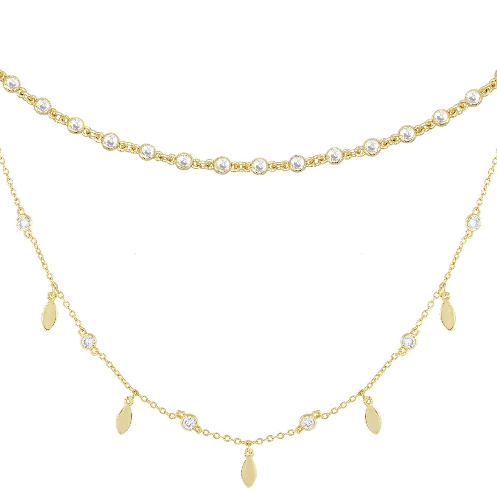 CZ Bezel X Teardrop Choker Combo Set sold by Adina Eden's