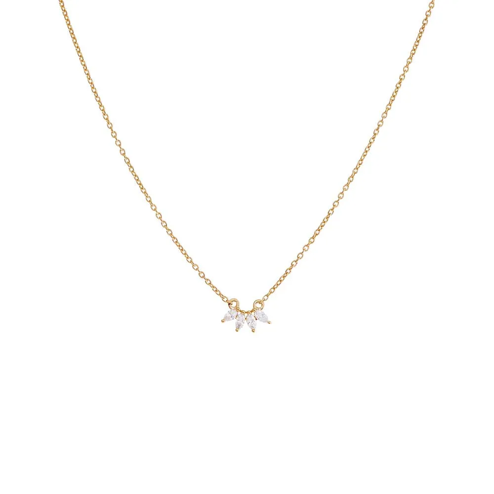 Diamond Marquise Mini Curved Bar Necklace 14K sold by Adina Eden's