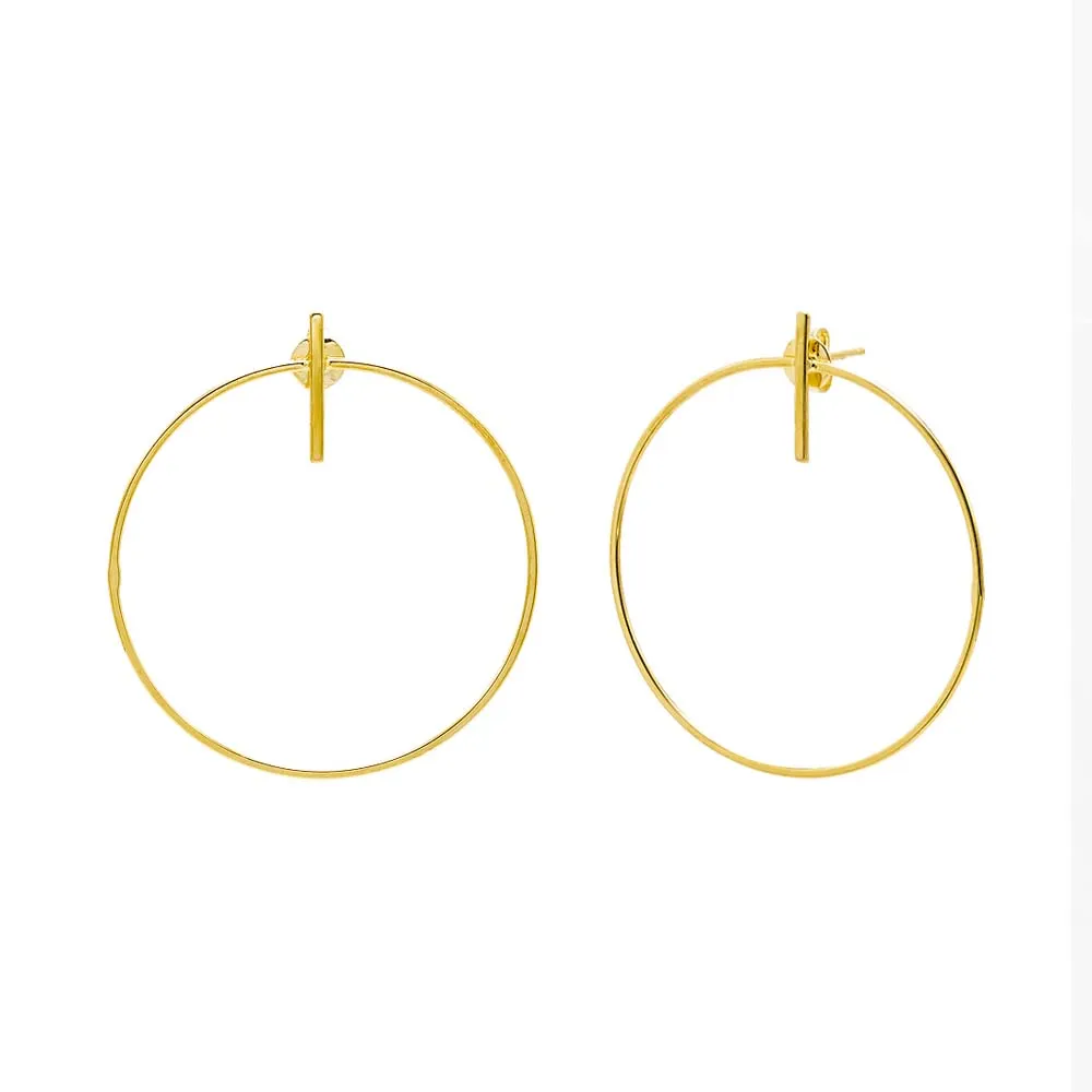 Thin Bar X Open Circle Shape Stud Earring sold by Adina Eden's