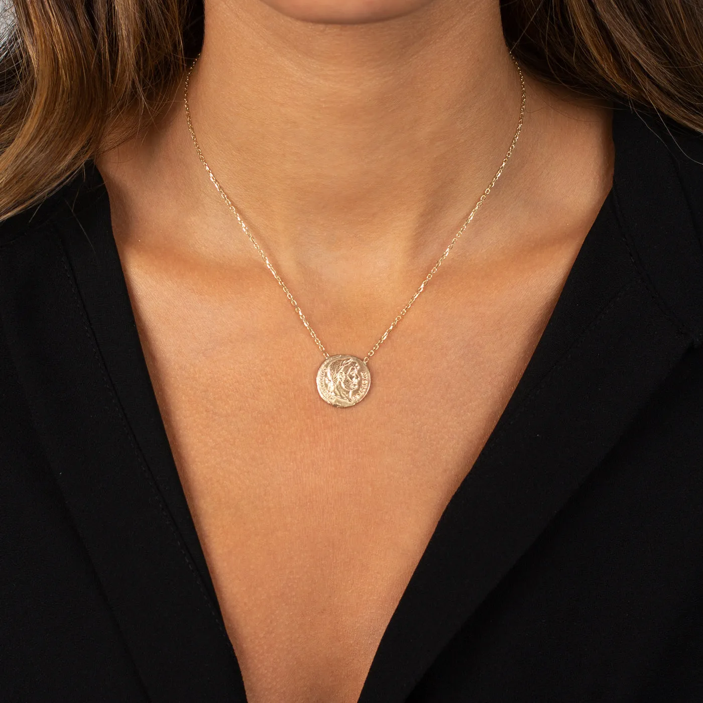 Double Sided Greek Coin Necklace 14K sold by Adina Eden's product image thumbnail 2