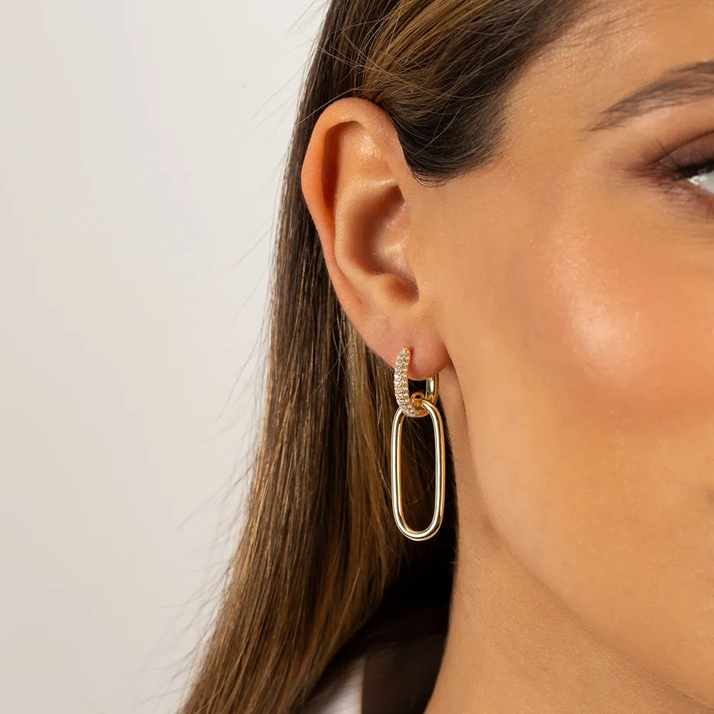 Pavé/Solid Open Link Drop Hoop Earring sold by Adina Eden's product image thumbnail 2