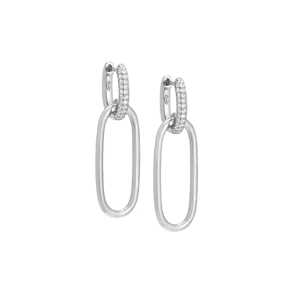 Pavé/Solid Open Link Drop Hoop Earring sold by Adina Eden's product image thumbnail 3
