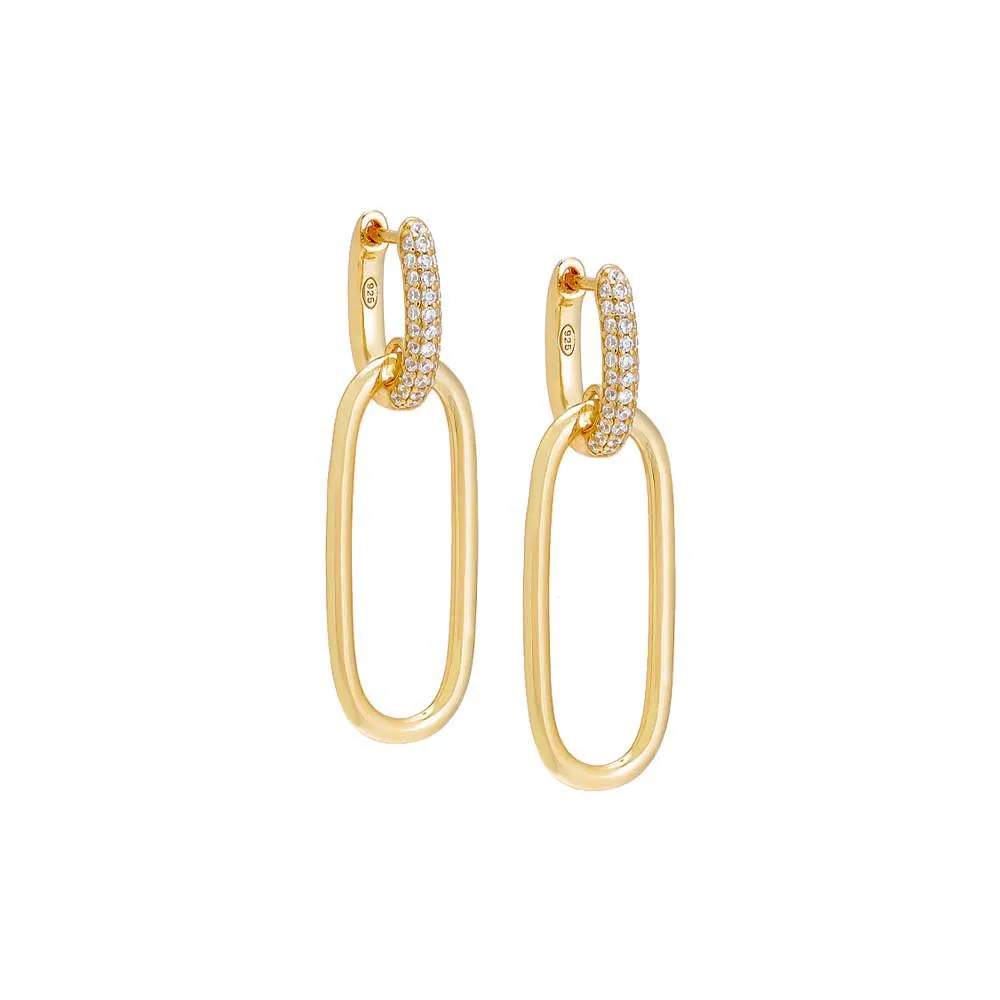 Pavé/Solid Open Link Drop Hoop Earring sold by Adina Eden's