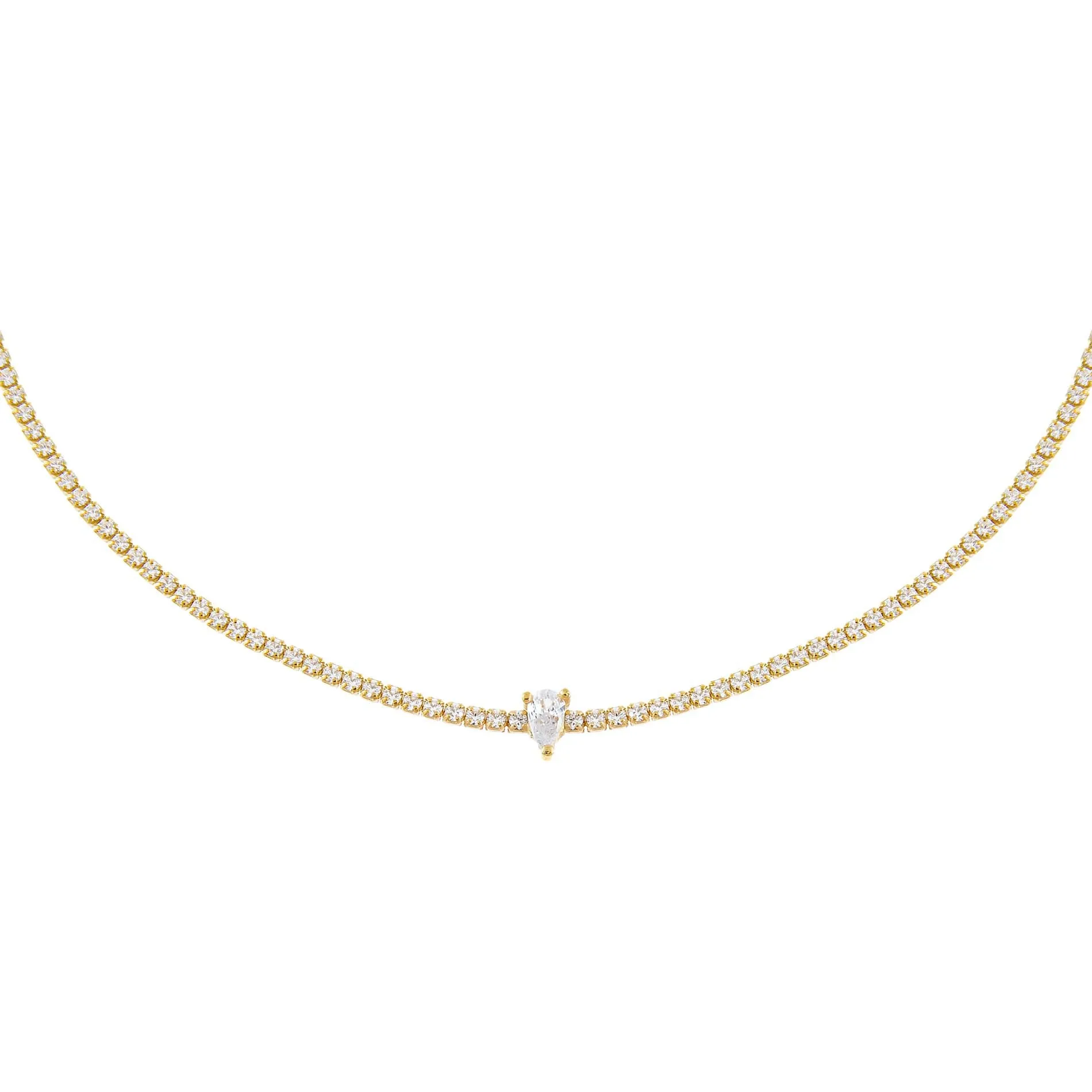CZ Teardrop Tennis Choker sold by Adina Eden's