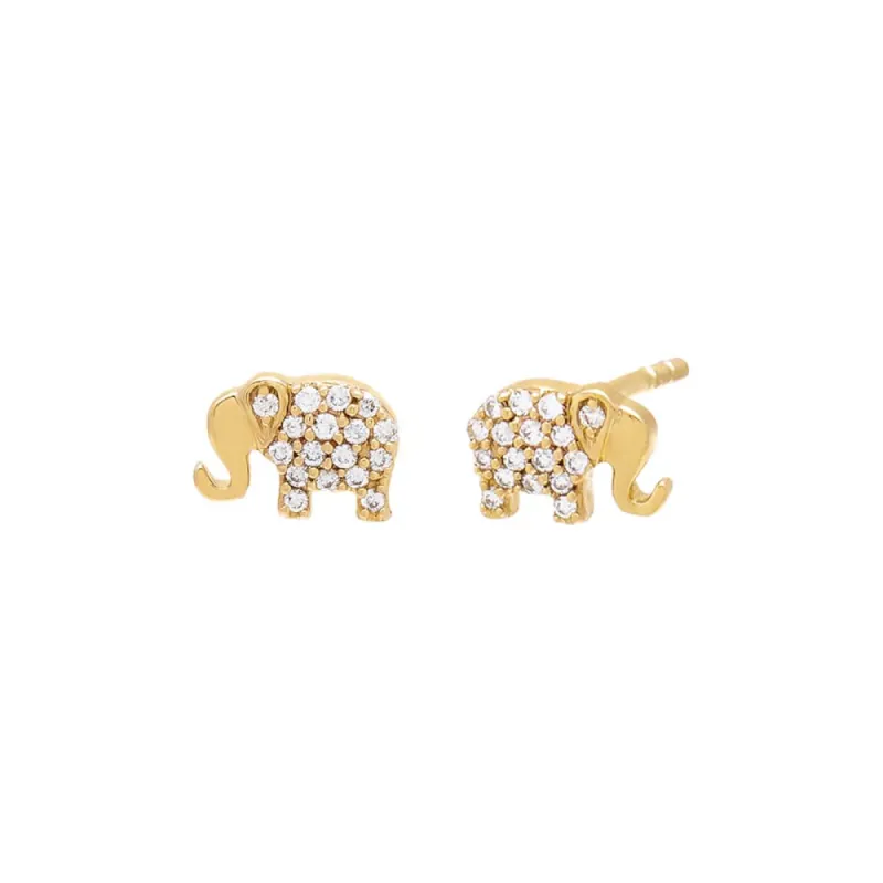 Tiny Diamond Elephant Stud Earring 14K sold by Adina Eden's