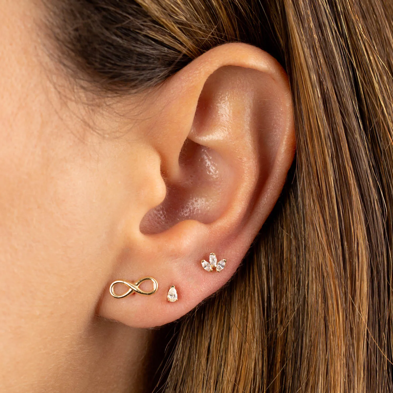 CZ Marquise Trio Cluster Threaded Stud Earring 14K sold by Adina Eden's product image thumbnail 2