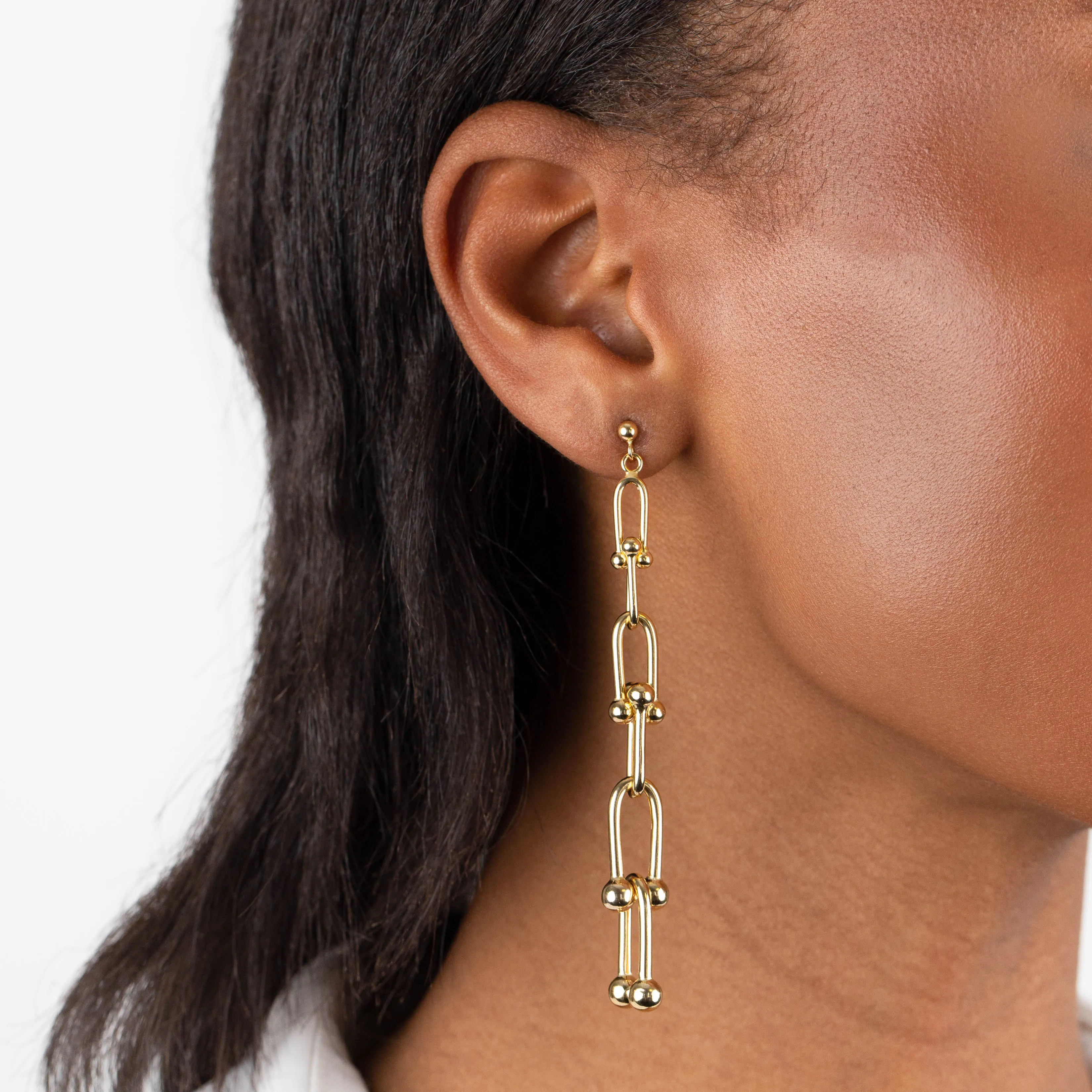 U Chain Drop Stud Earring 14K sold by Adina Eden's product image thumbnail 2