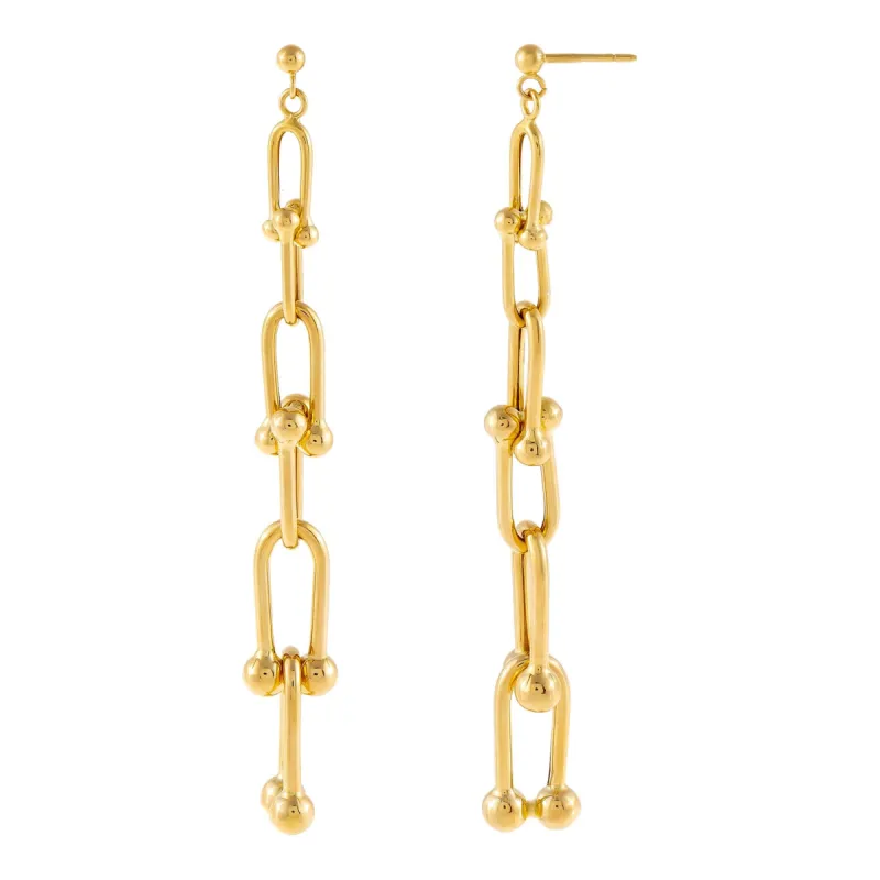 U Chain Drop Stud Earring 14K sold by Adina Eden's