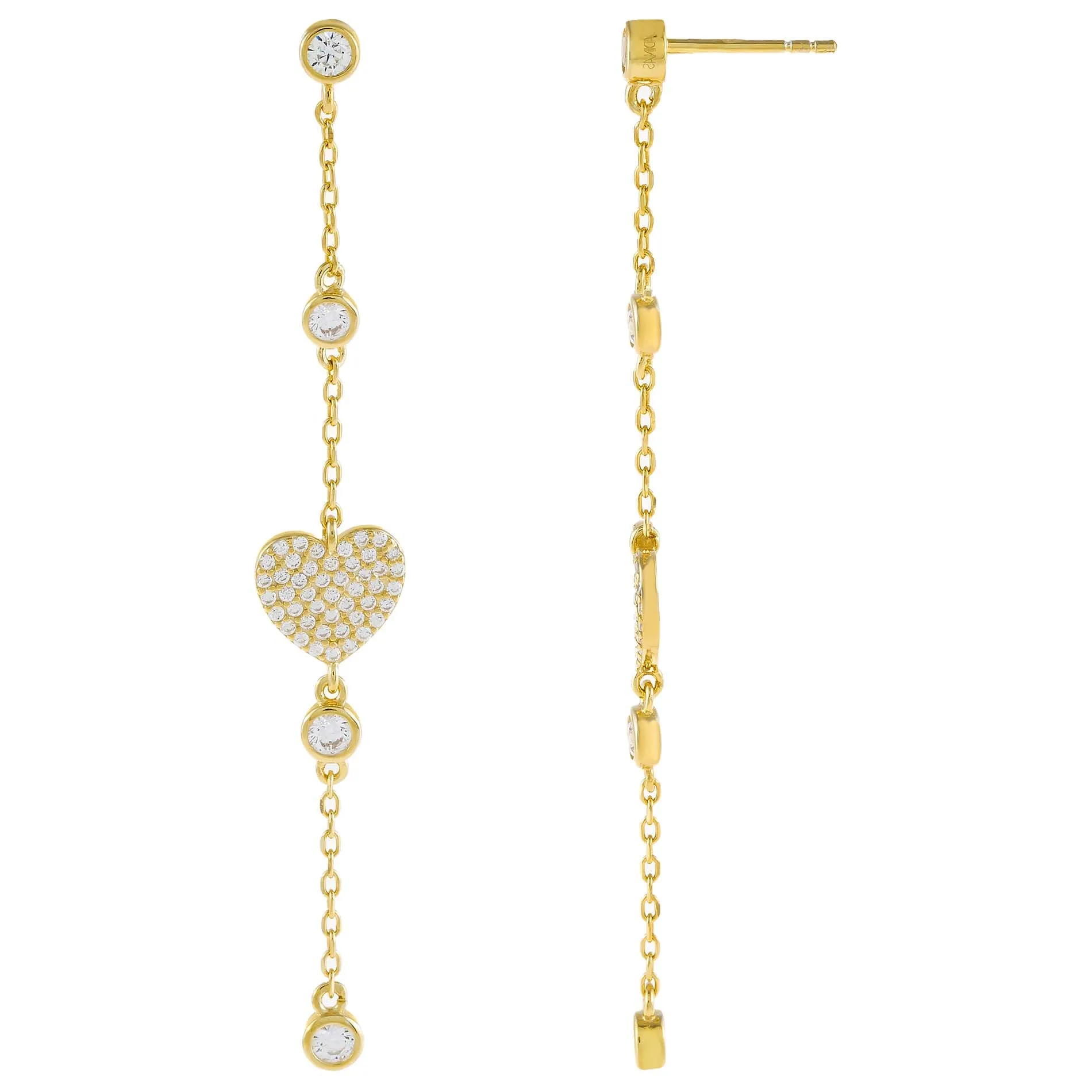 CZ Heart Drop Stud Earring sold by Adina Eden's