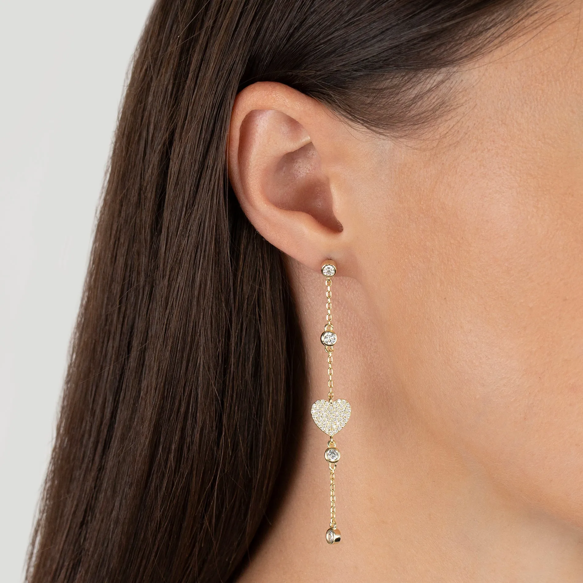 CZ Heart Drop Stud Earring sold by Adina Eden's product image thumbnail 2