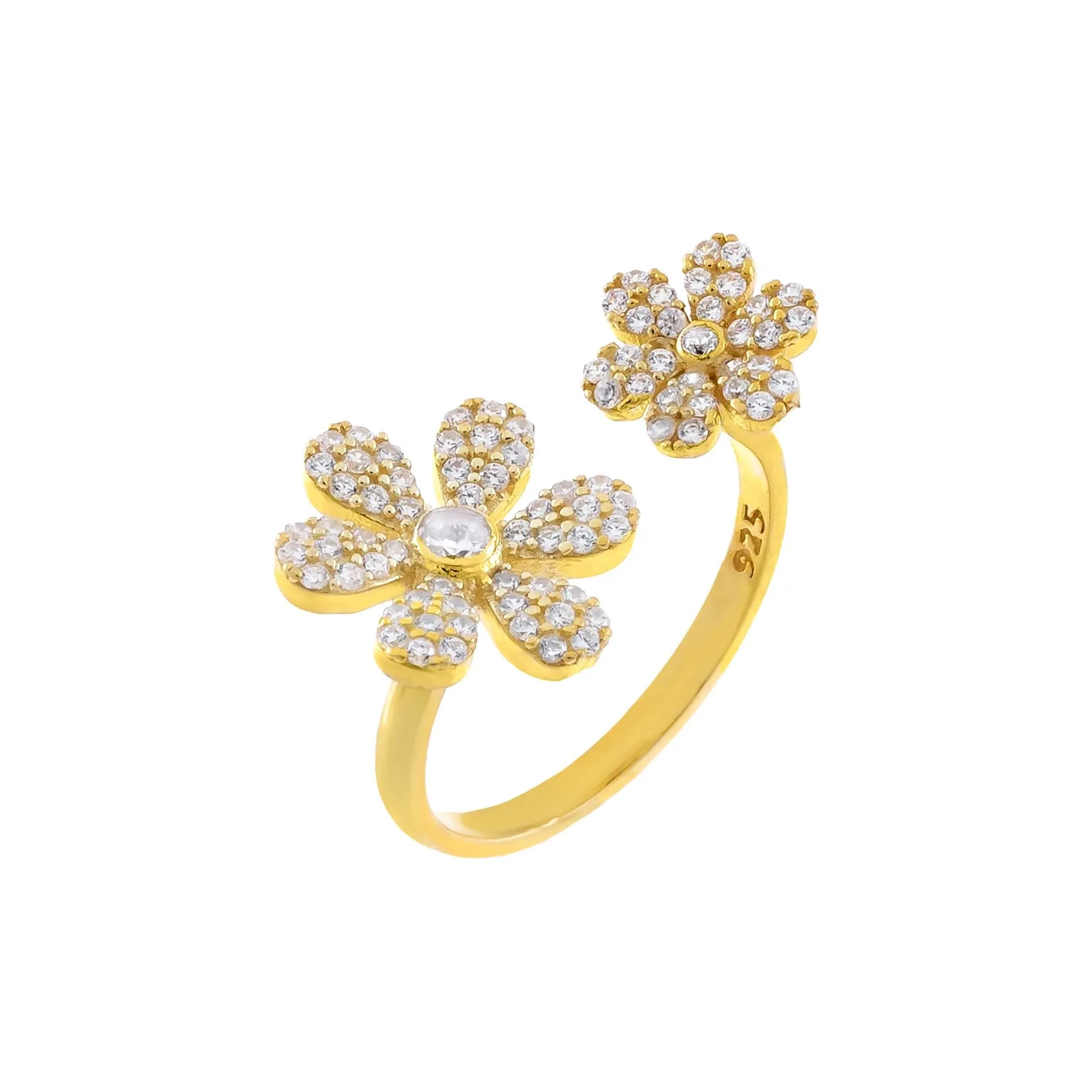 CZ Double Flower Ring sold by Adina Eden's