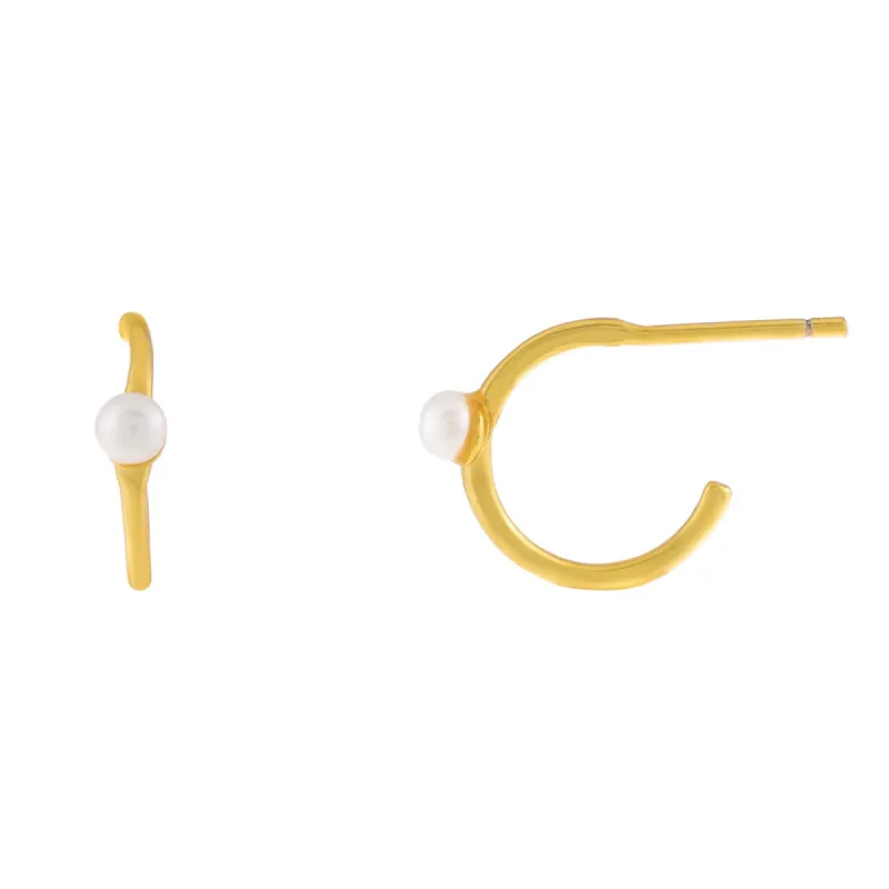 Thin Pearl Hoop Earring sold by Adina Eden's