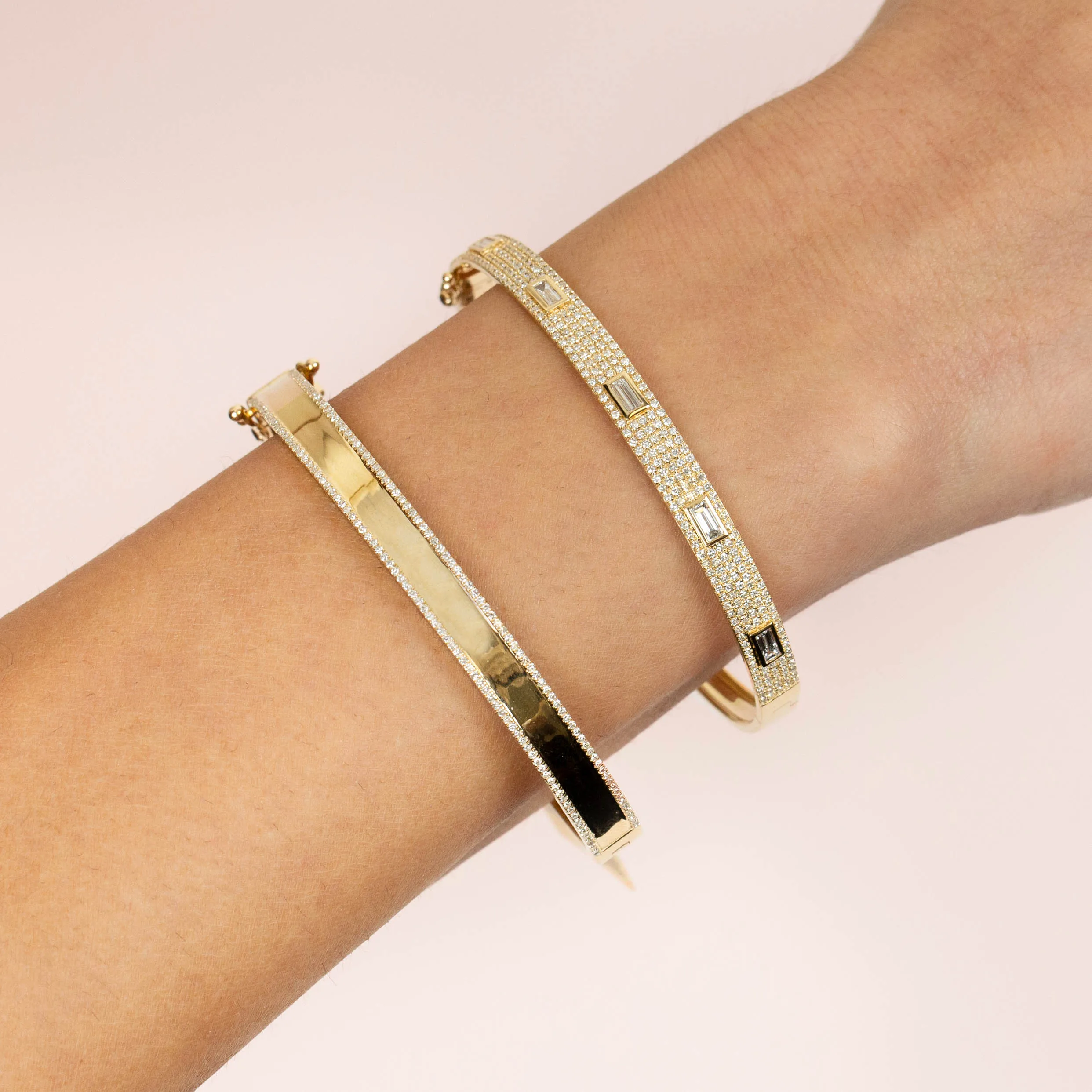 Diamond Pavé X Solid Bangle 14K sold by Adina Eden's product image thumbnail 2