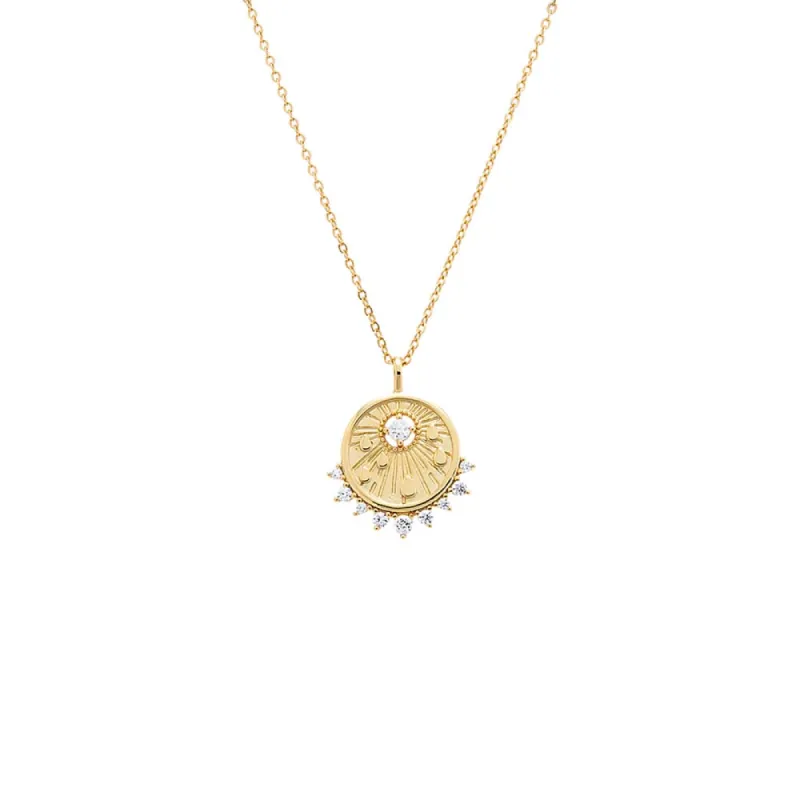 CZ Teardrop Disc Necklace sold by Adina Eden's