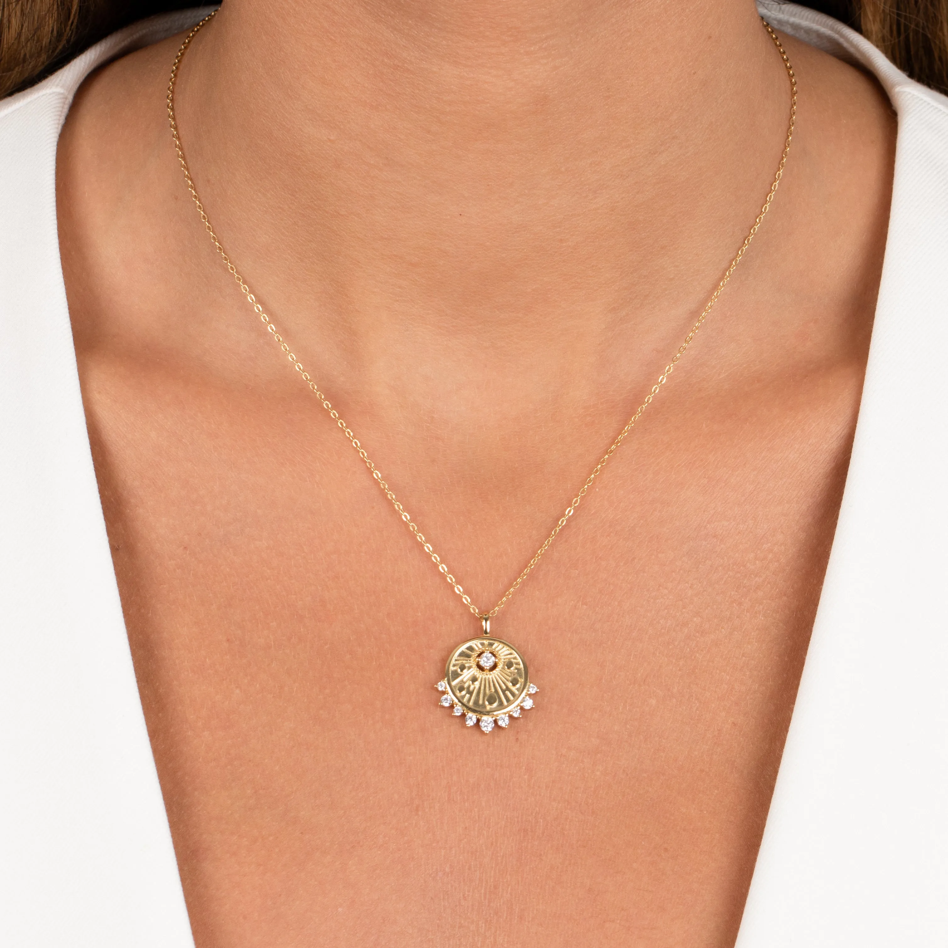 CZ Teardrop Disc Necklace sold by Adina Eden's product image thumbnail 2