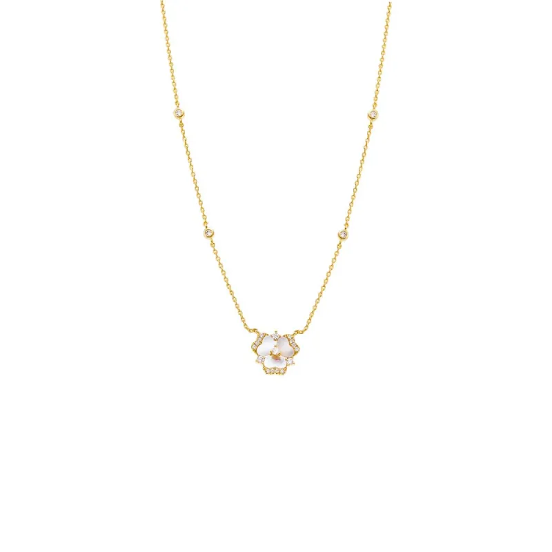 Pave Fancy Stone Flower Bezel Necklace sold by Adina Eden's