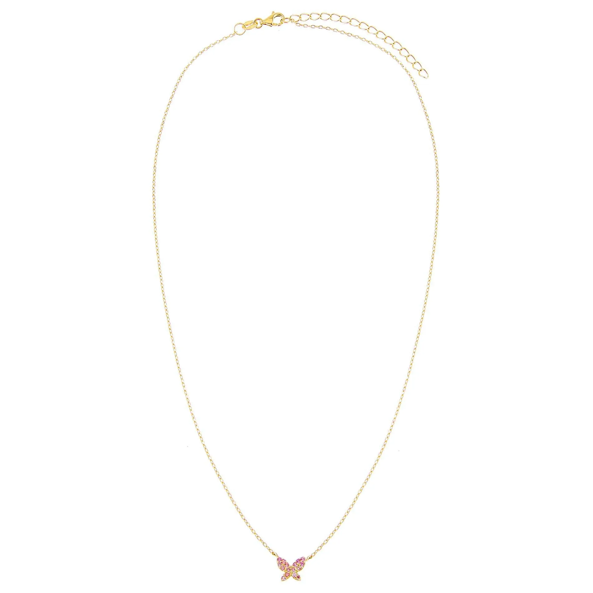 Pavé Mini Pink Butterfly Necklace sold by Adina Eden's product image thumbnail 3