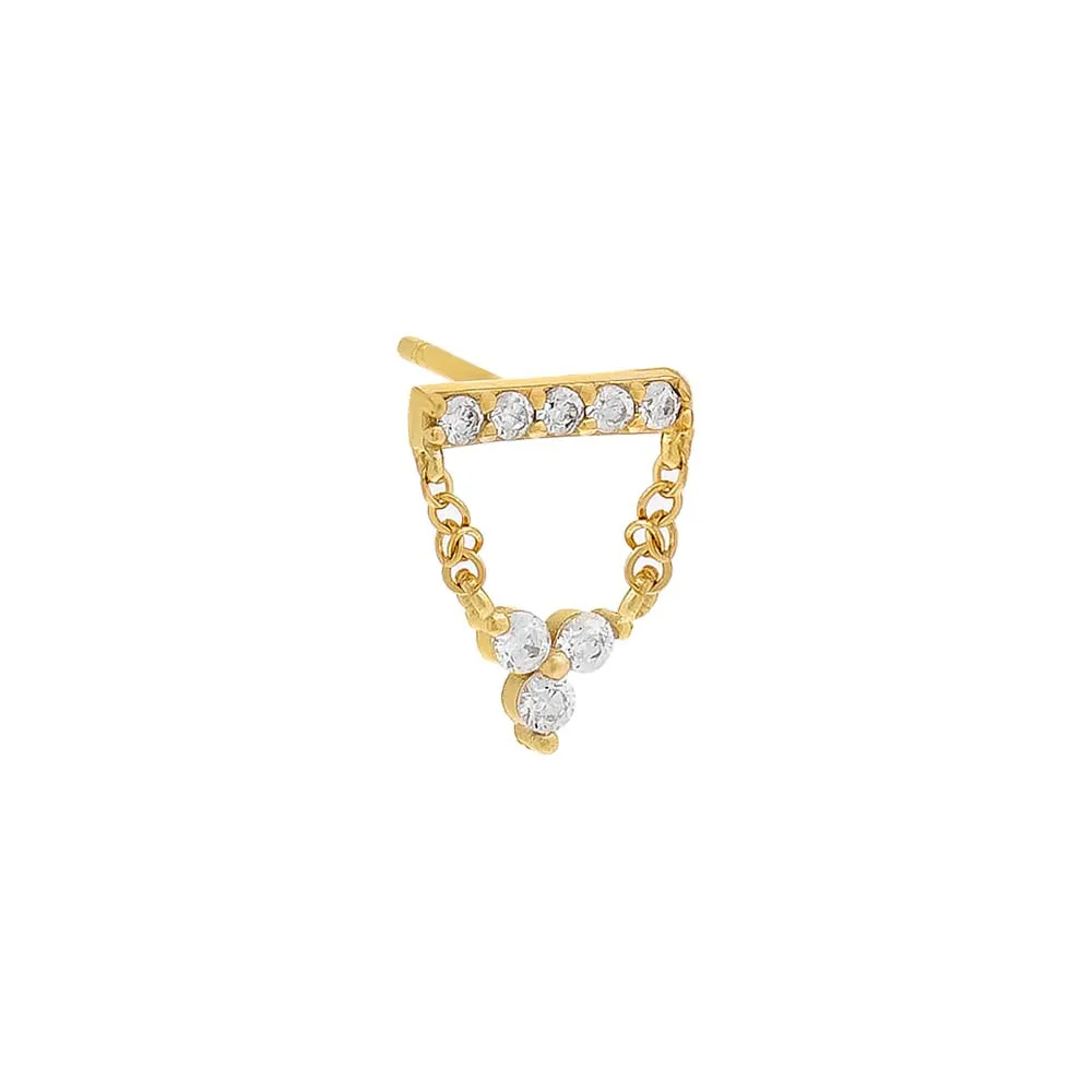Pavé Bar X Cluster Chain Stud Earring sold by Adina Eden's product image thumbnail 4