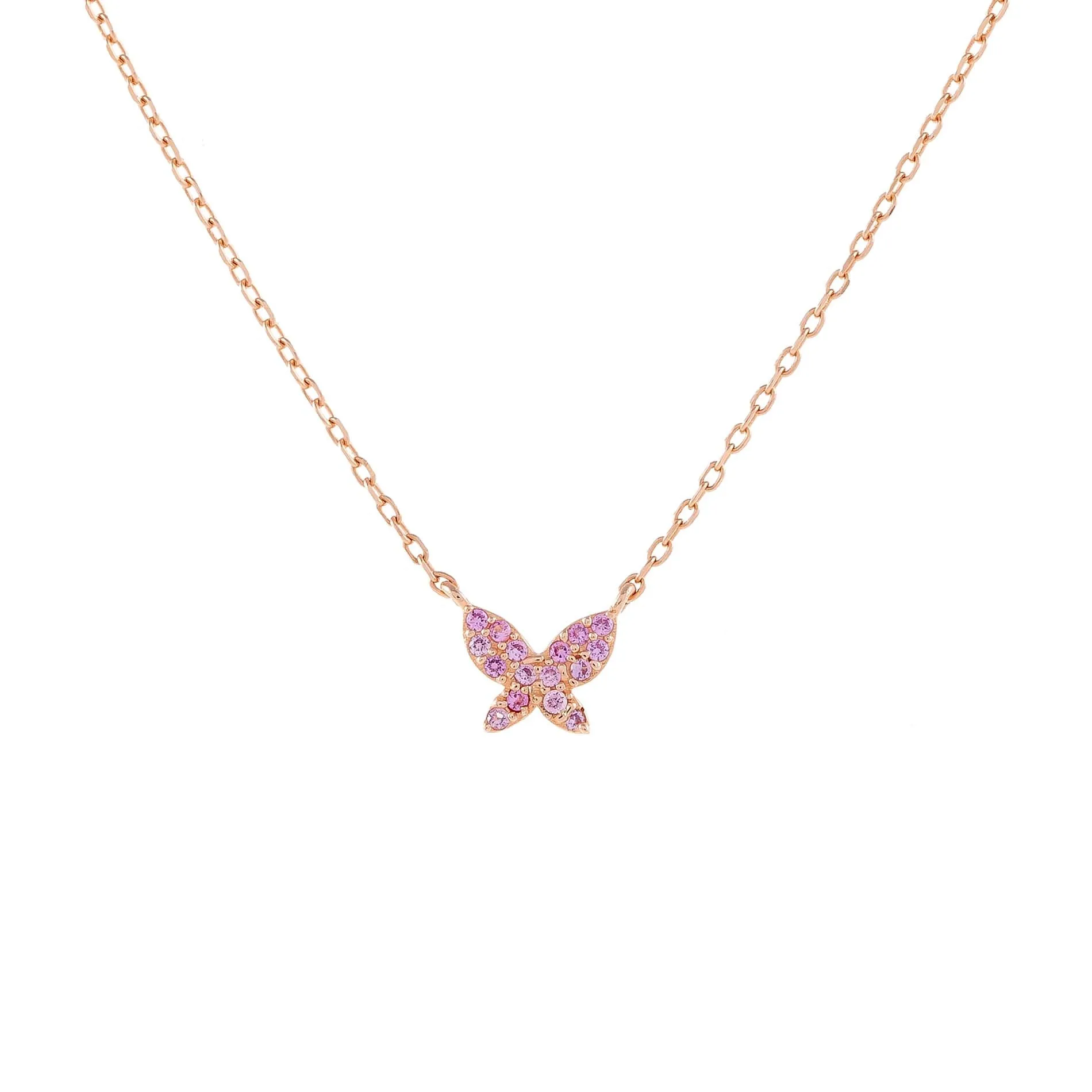 Pavé Mini Pink Butterfly Necklace sold by Adina Eden's product image thumbnail 4