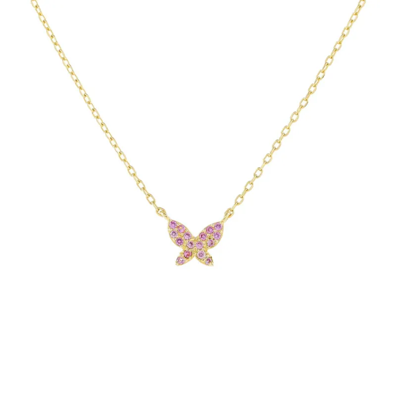 Pavé Mini Pink Butterfly Necklace sold by Adina Eden's