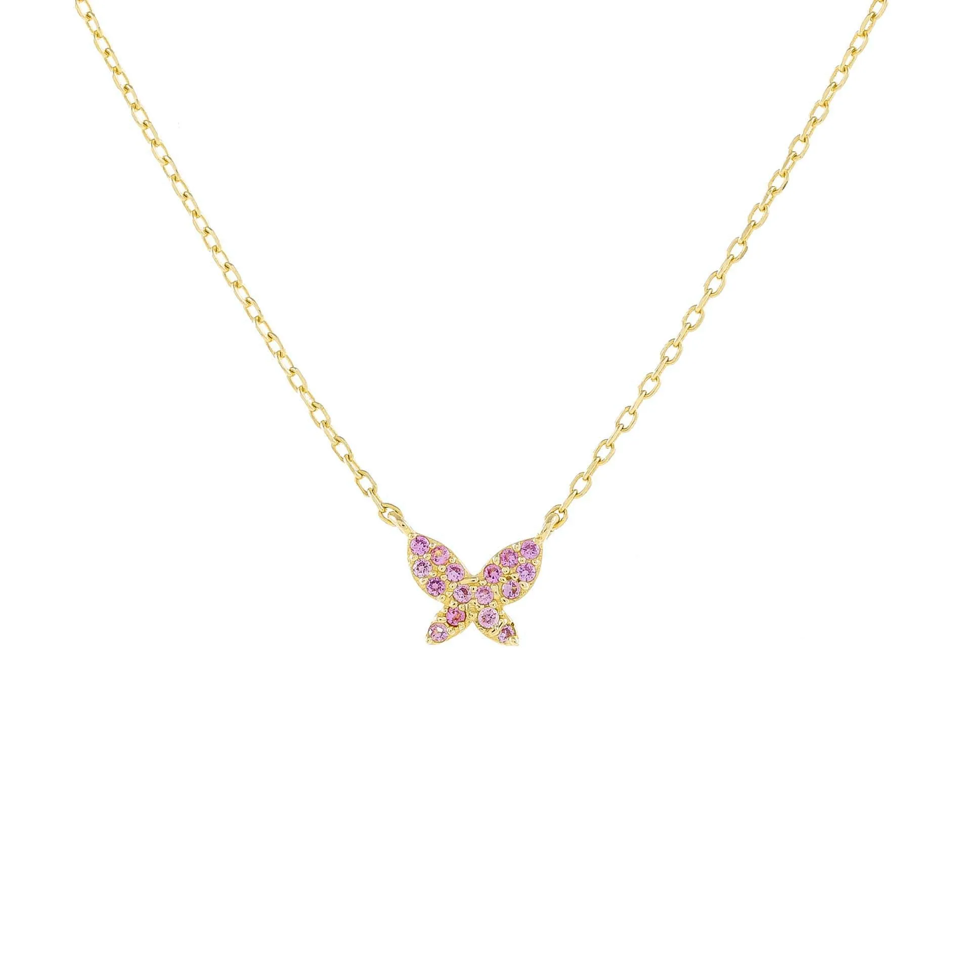 Pavé Mini Pink Butterfly Necklace sold by Adina Eden's