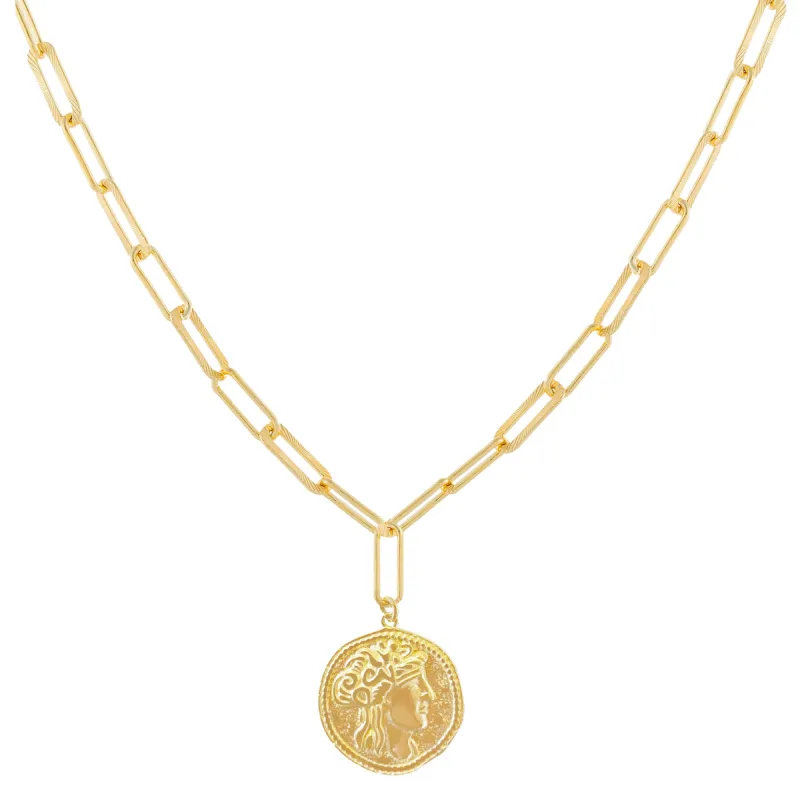 Vintage Coin Drop Link Necklace sold by Adina Eden's